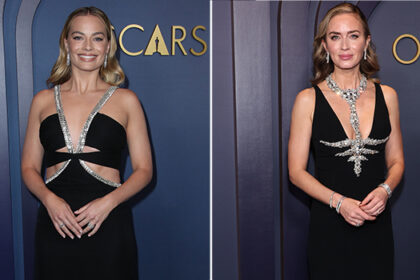 margot-robbie-&-emily-blunt-match-in-almost-identical-black-&-silver-dresses-at-the-governors-awards