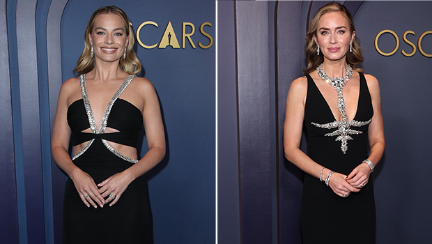 margot-robbie-&-emily-blunt-match-in-almost-identical-black-&-silver-dresses-at-the-governors-awards